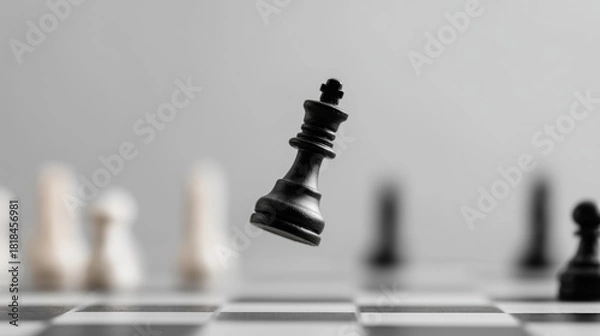 Obraz falling chess pieces on the chessboard