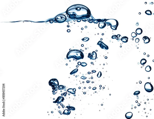 Obraz Bubbles rise through dark water, reflecting light, some clustered, some solitary