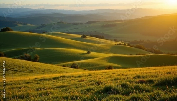 Fototapeta Rolling Green Hills at Sunset