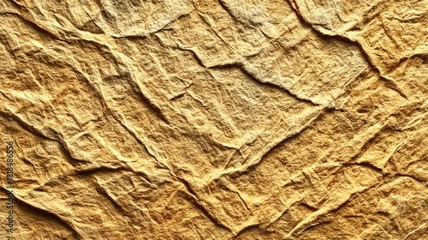Obraz Textured surface of crumpled paper with warm golden tones displayed in detail under bright light