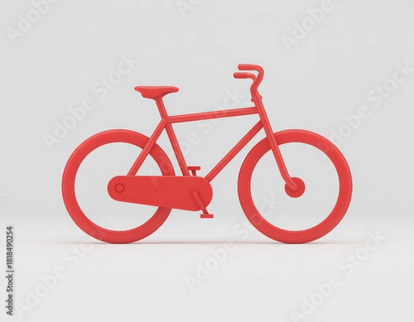 Fototapeta Minimalist red bicycle on bright background view