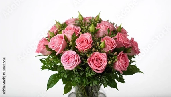 Obraz Pink roses on a plain background, ideal for floral design backgrounds