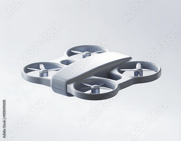 Fototapeta Futuristic pale drone with four rotor blades above