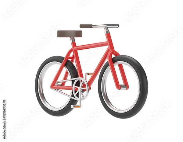 Fototapeta Classic red bicycle with brown seat and handlebars
