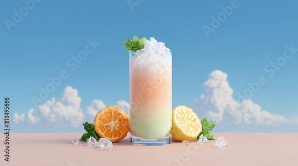 Fototapeta Pixelated Summer Glitch Drink