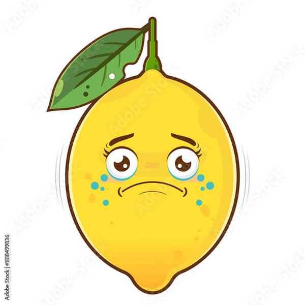 Fototapeta lemon crying face cartoon cute