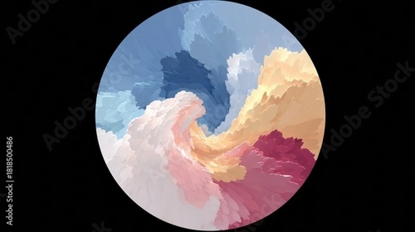 Fototapeta Round circular swirl glitch pixel pattern, background