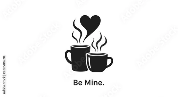 Fototapeta Two steaming coffee cups with a heart shape rising from the steam symbolizing love and affection
