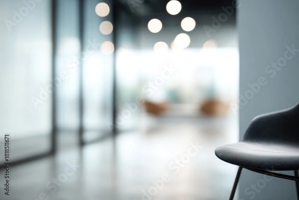 Fototapeta Modern abstract office interior design with blurry background natural light and glass walls in commercial workspace high-quality indoor environment