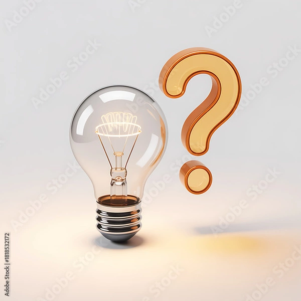 Fototapeta Idea bulb with question mark asks for solutions