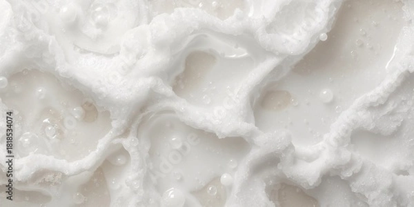Fototapeta Abstract white soap foam bubbles texture background, suitable for UI layout design