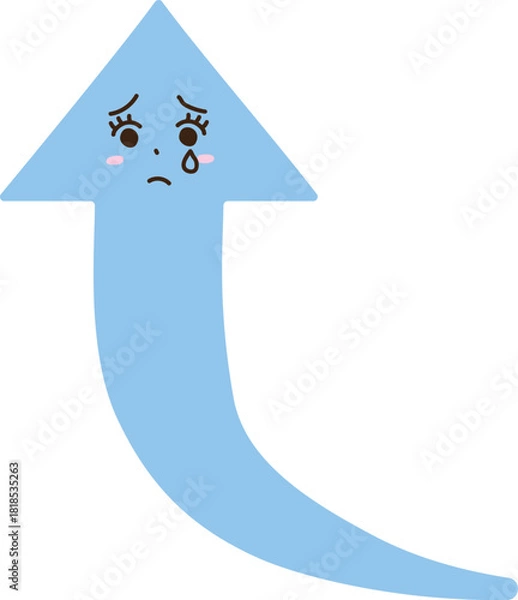 Fototapeta 涙を流す上向き矢印キャラクター