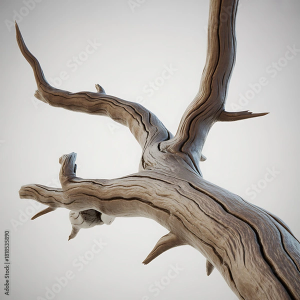 Fototapeta Dry branch trunk of dead tree against background