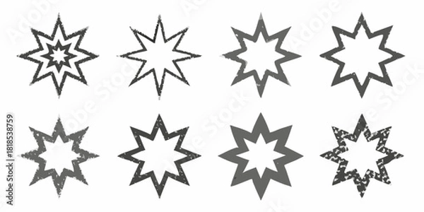 Obraz Grunge starburst shapes set with distressed texture for design elements