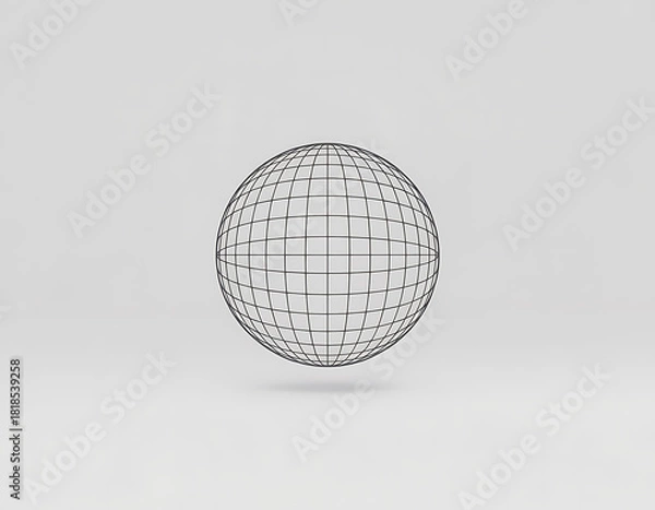 Fototapeta Abstract sphere outline with black grid surface
