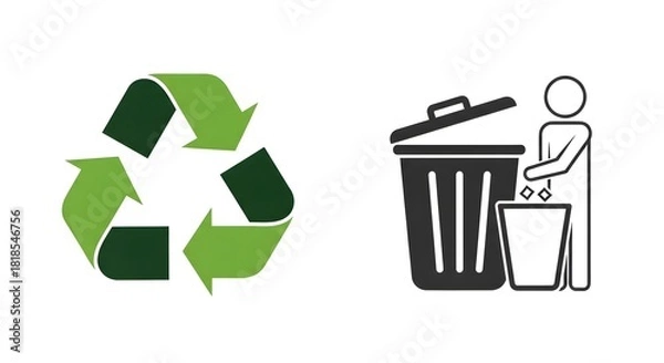 Obraz Recycling concept illustration featuring symbol and waste disposal graphic