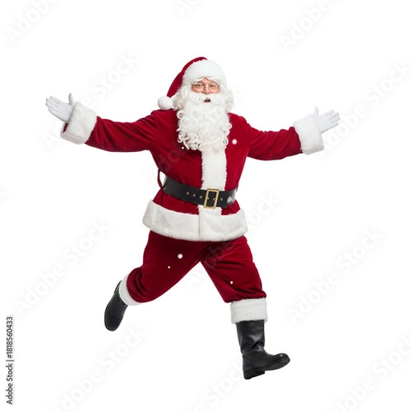 Fototapeta Santa running happily, dynamic motion(1)