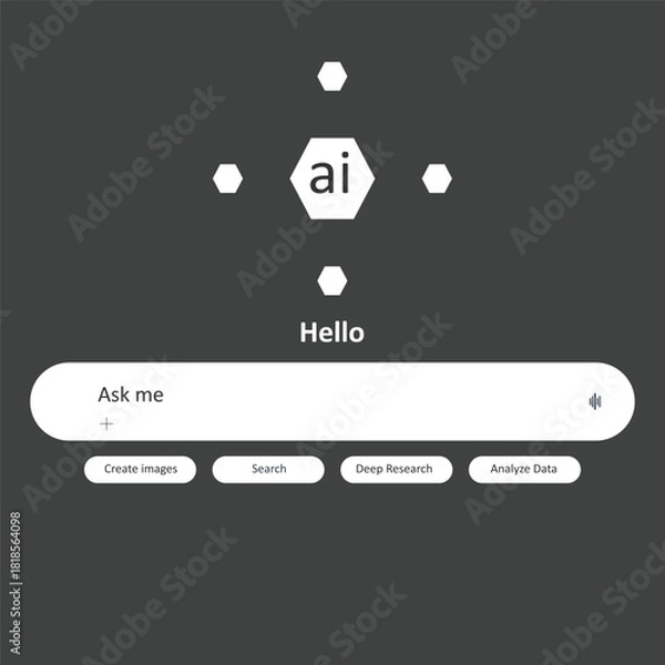 Fototapeta flat minimalist and simple AI user interface.