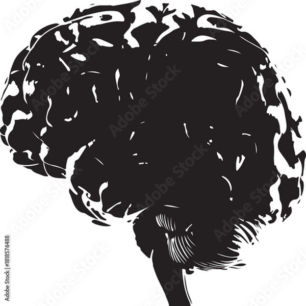 Fototapeta Vector graphic of a human brain profile silhouette for neurology and psychological concepts.