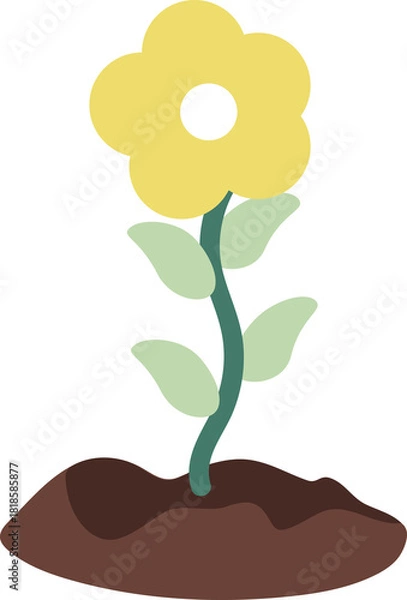 Obraz Illustration of a Yellow Flower Growing in Soil