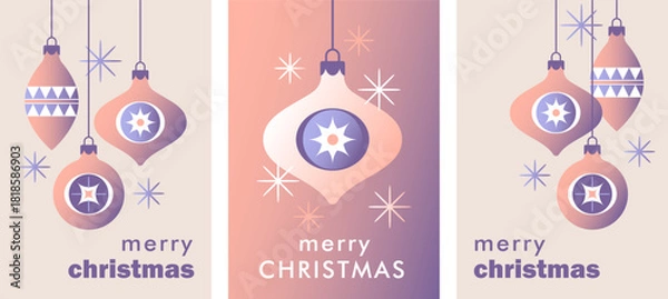 Obraz Merry Christmas greeting cards, covers, posters. Vector illustration.