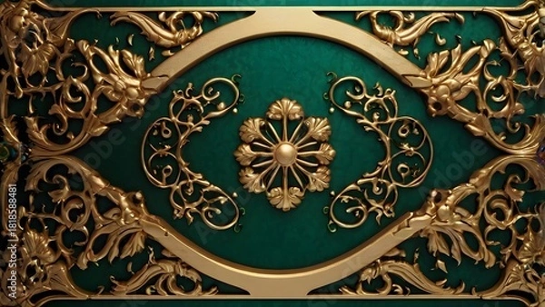 Fototapeta Emerald Gold Geometry Ornament