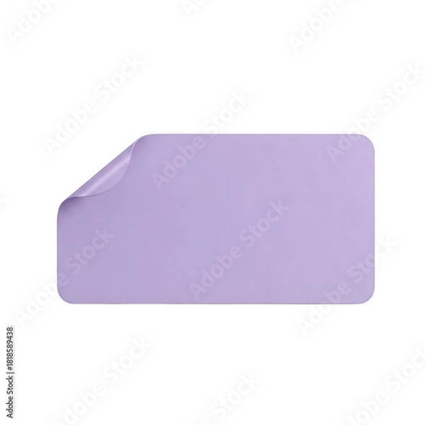 Fototapeta A light purple rectangular sticker with a peeled corner isolated on transparent background