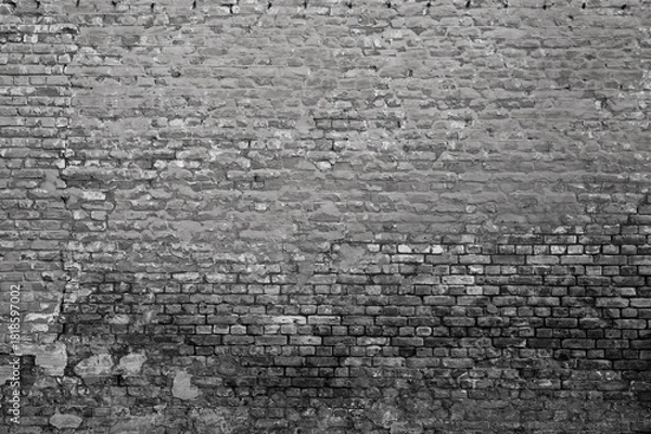 Fototapeta old gray brick wall general plan