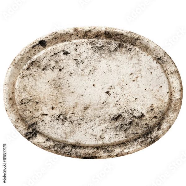 Fototapeta Grungy oval surface with distressed texture provides an authentic weathered background element