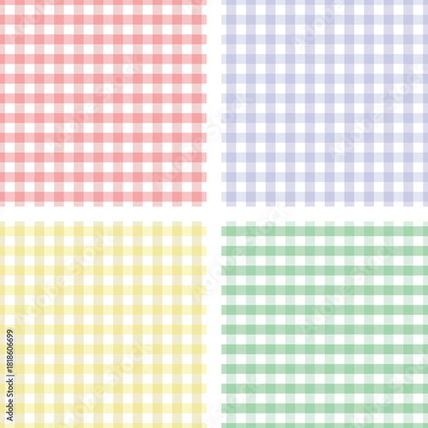 Fototapeta cute pattern for picnic blanket design. Pastel multicolored tartan check plaid graphic for tablecloth, oilcloth, other modern everyday spring summer fashion Easter holiday textile or paper print.