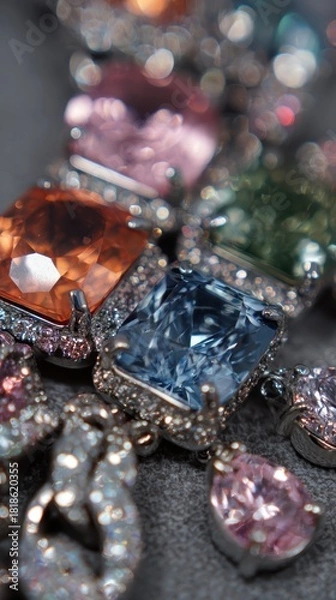 Fototapeta Macro shot of diamond-studded pet collar with elegant sparkle, Luxury velvet dog collar with gemstone details in soft lighting, Close-up of high-end pet accessory, leather and crystal design, luxury p