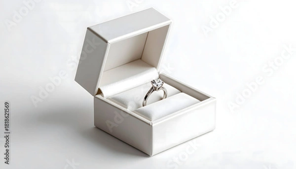Fototapeta Diamond ring displayed in an open jewelry box