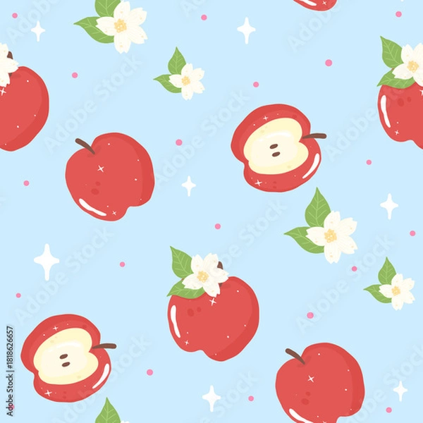 Obraz Cute Red Apple Seamless Pattern