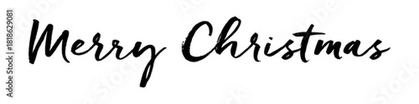 Obraz Expressive “Merry Christmas” handwritten brush text created for greeting cards, festive branding, winter promotions and holiday materials.