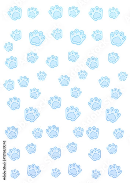Obraz Blue watercolor paw print vertical pattern