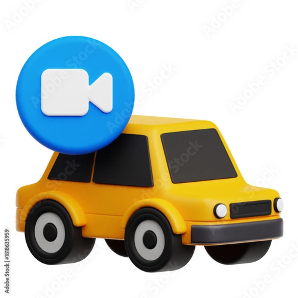 Fototapeta Record Car 3D Icon Isolated On The Transparent Background