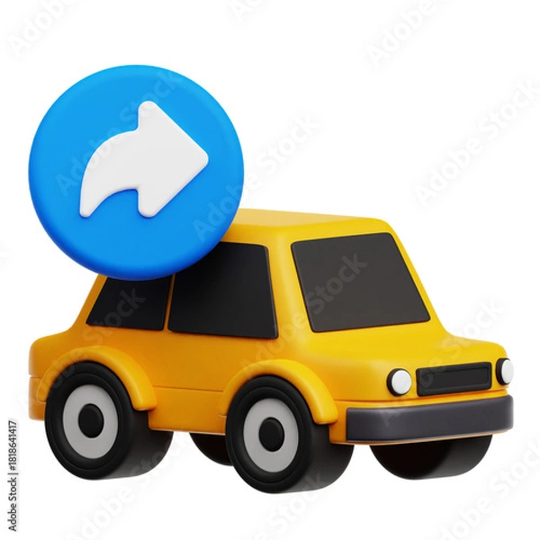 Fototapeta Sharing Car 3D Icon Isolated On The Transparent Background