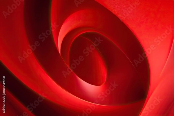 Fototapeta Red Abstract Spiral Pattern on Black Background for Artistic and Design Use