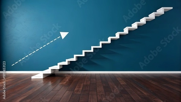 Fototapeta Climb the ladder to success with this elegant stairway design, symbolizing growth, ambition, and upward trajectory in modern business ventures