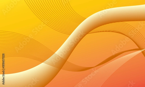 Obraz orange yellow smooth lines wave curves gradient in depth abstract background