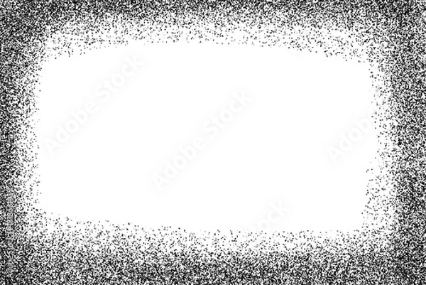 Fototapeta Grainy Rectangular geometric shape, spray effect on rectangle borders, grunge texture perfect for backgrounds or visual effects