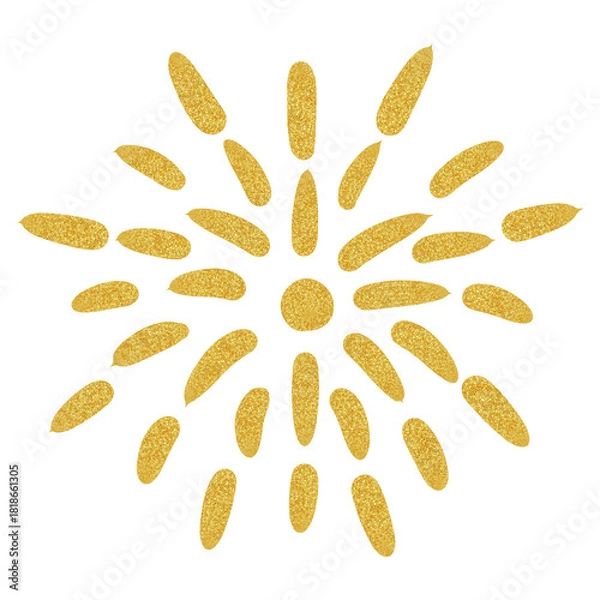 Fototapeta Golden glitter burst design radiating from a central point on a transparent background, creating a festive and celebratory atmosphere for graphic projects
