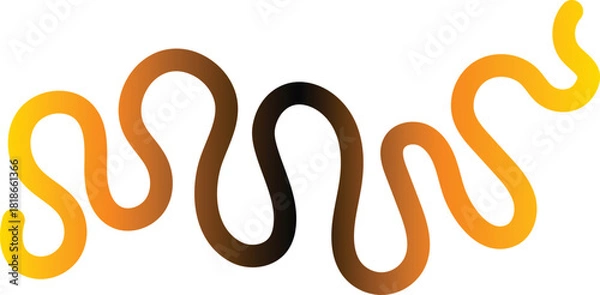 Fototapeta Winding gradient line illustration from yellow to brown on white background