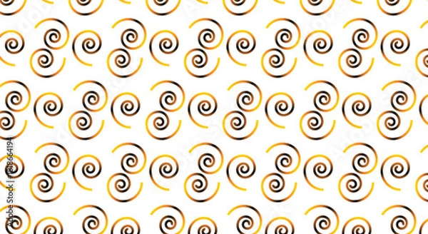 Fototapeta Black and gold stylized swirl pattern on white background