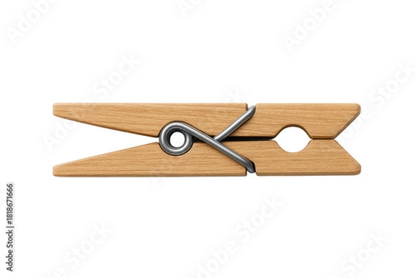 Fototapeta Wooden clothespin peg top view isolated on transparent background PNG