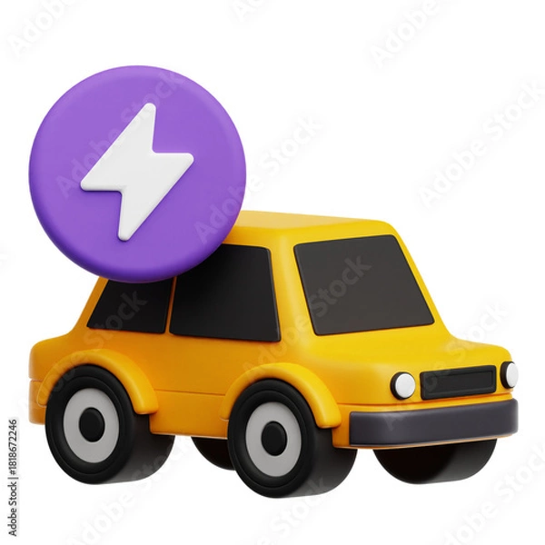 Obraz Fast Car 3D Icon Isolated On The Transparent Background