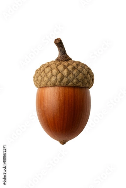 Fototapeta Single brown oak acorn floating isolated transparent background PNG