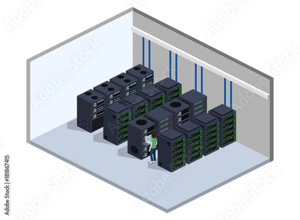Obraz Isometric 3D vector illustration concept server room data center