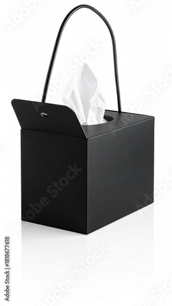 Fototapeta Black rectangular tissue box with a hinged lid and handle