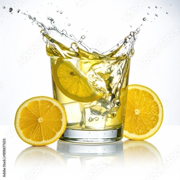 Fototapeta Refreshing lemon drink splash